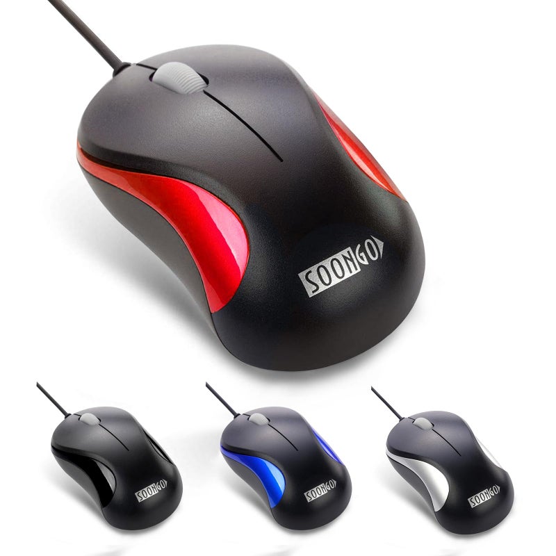 SOON GO Wired Mouse,Mini Optical Computer Mouse with Ergonomic Design for Laptop, Chromebook, PC, Desktop, Mac, Notebook-Red by SOONGO - Image 1
